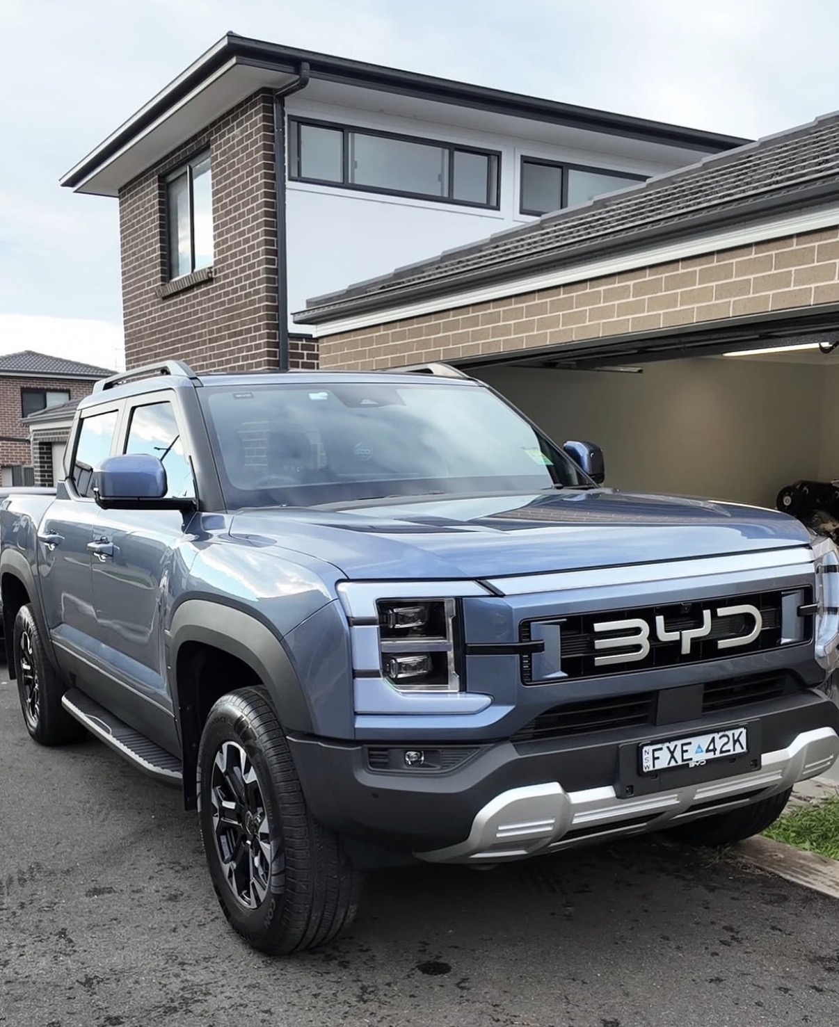 Blue BYD Shark pickup protected at Sydney Detail District
